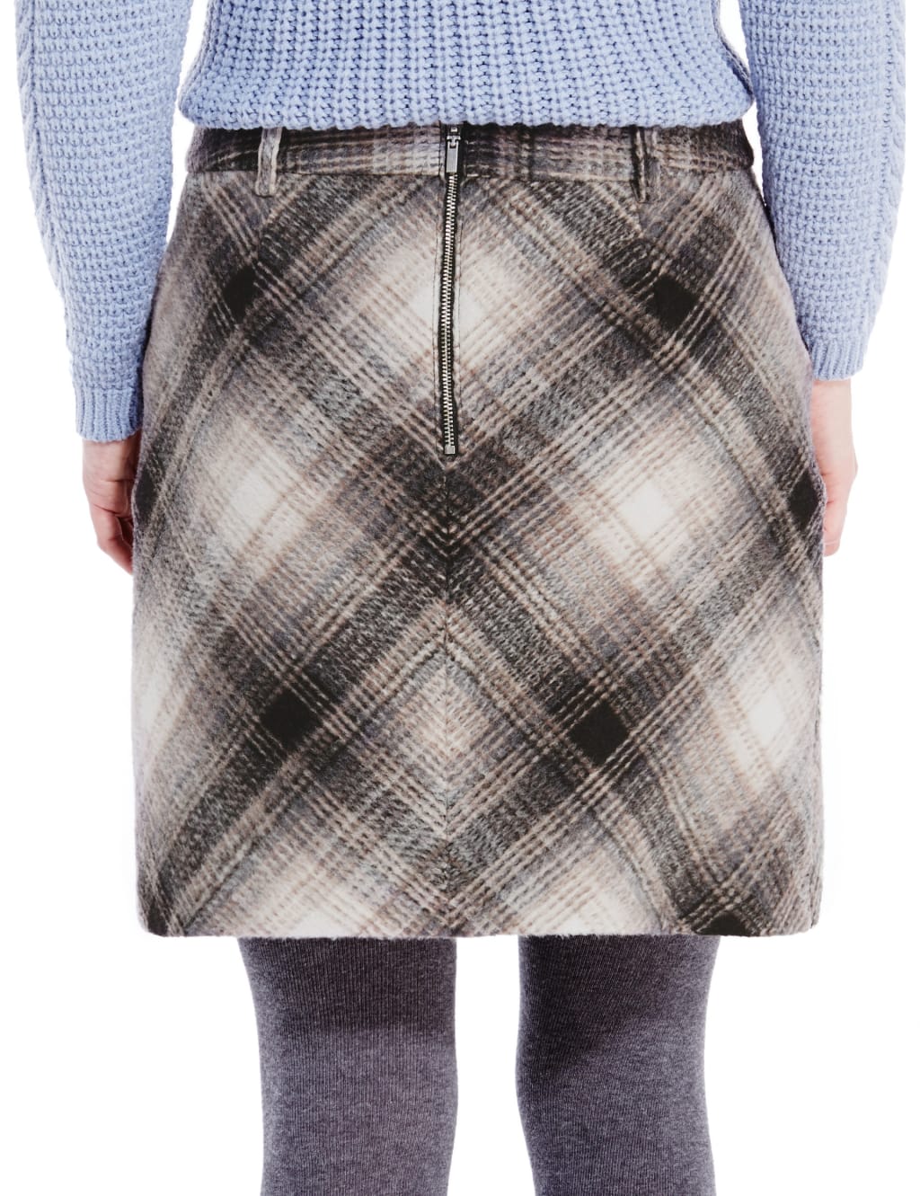 Checked A-Line Mini Skirt with Wool 4 of 4