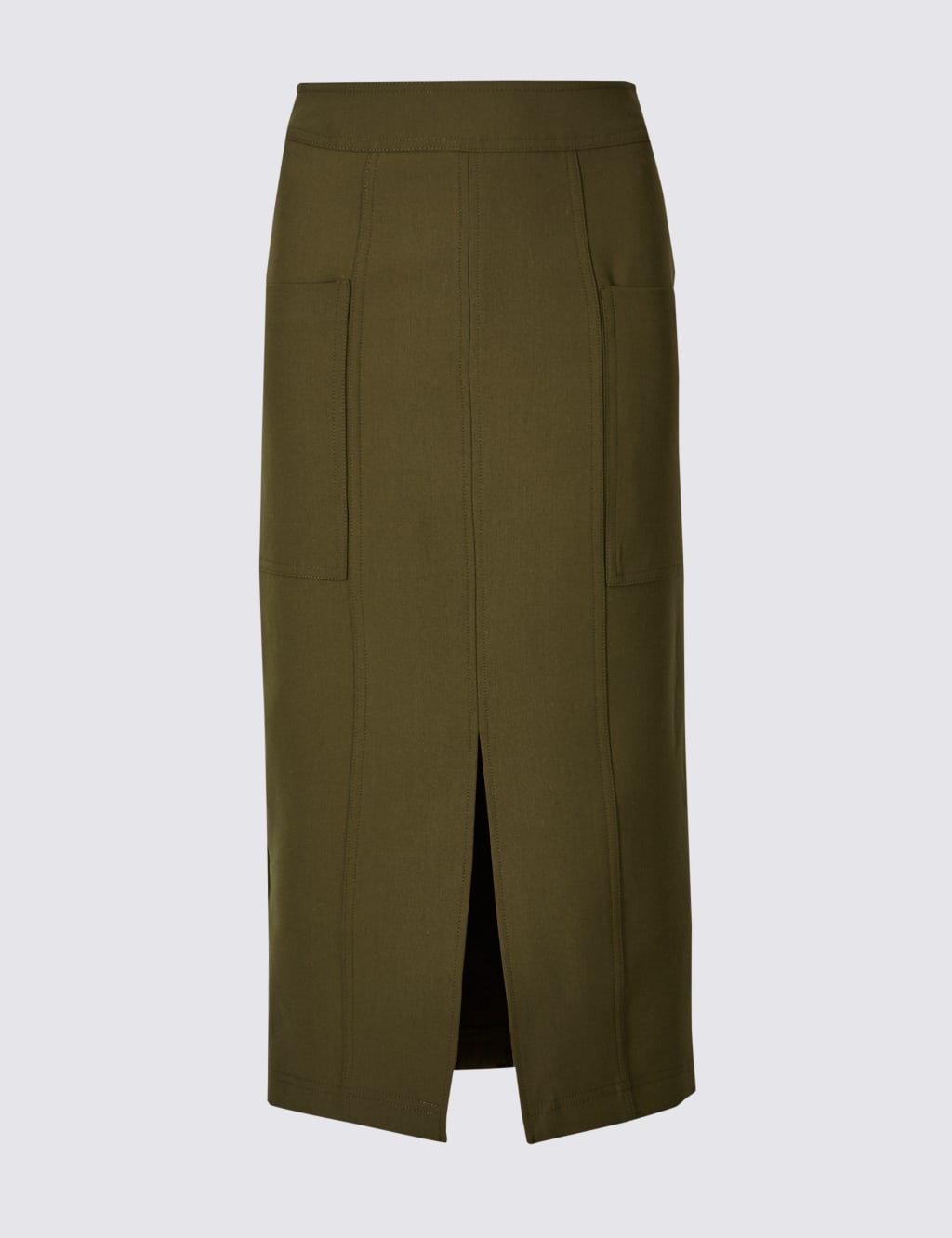 Front Split Patch Pocket Pencil Midi Skirt 2 of 5