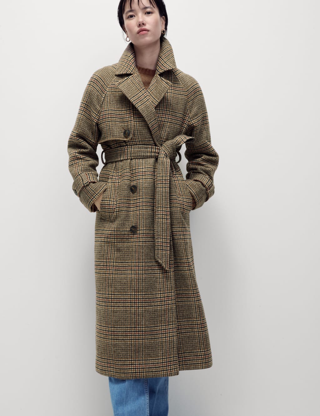 Ladies check coat sale top