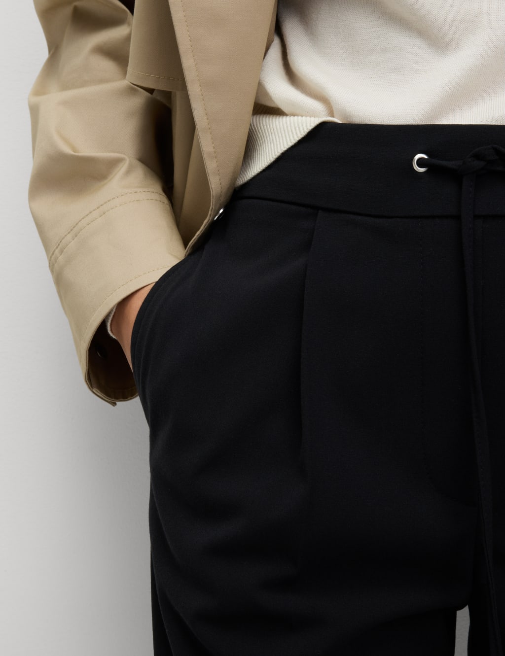 Drawstring Tapered Ankle Grazer Trousers M S Collection M S