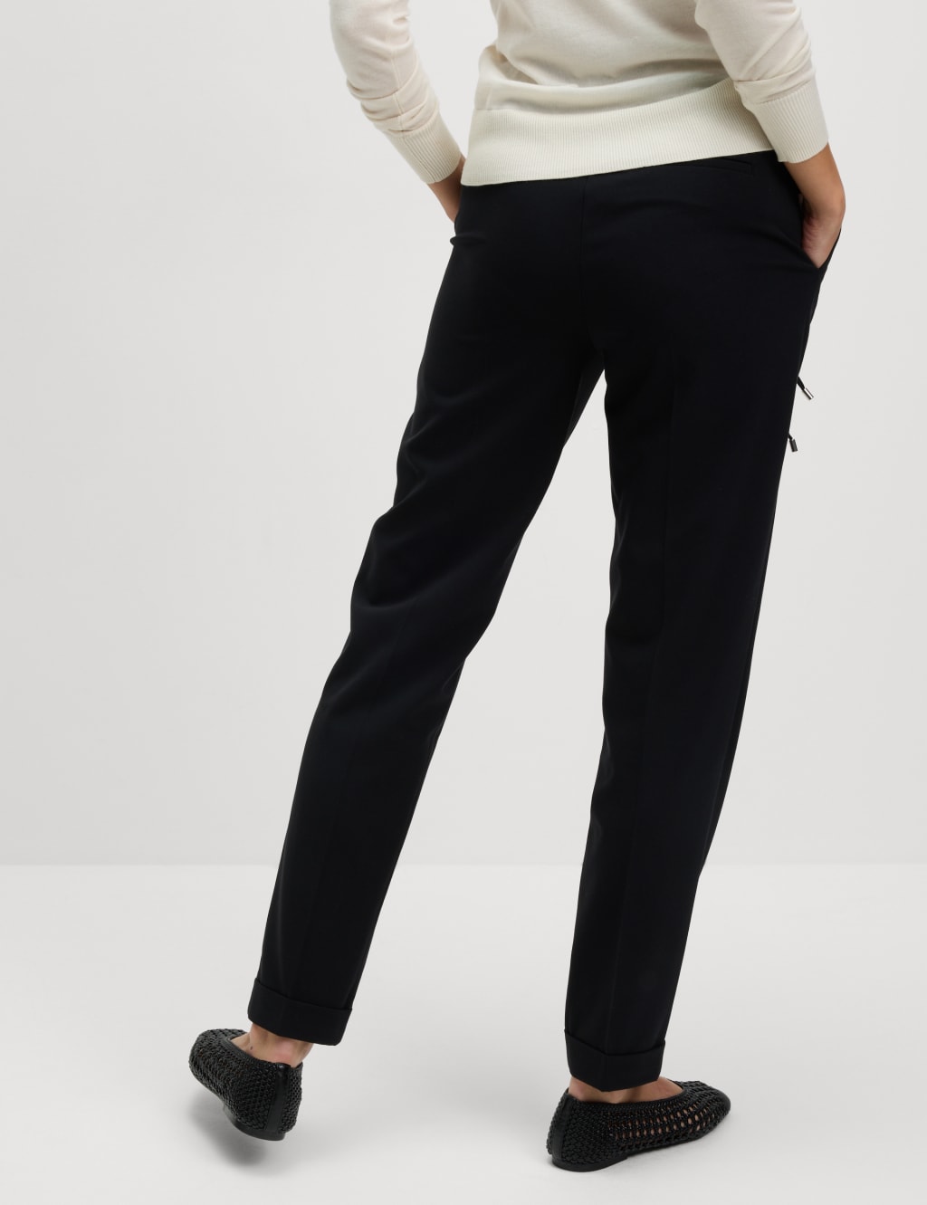 Drawstring Tapered Ankle Grazer Trousers M S Collection M S