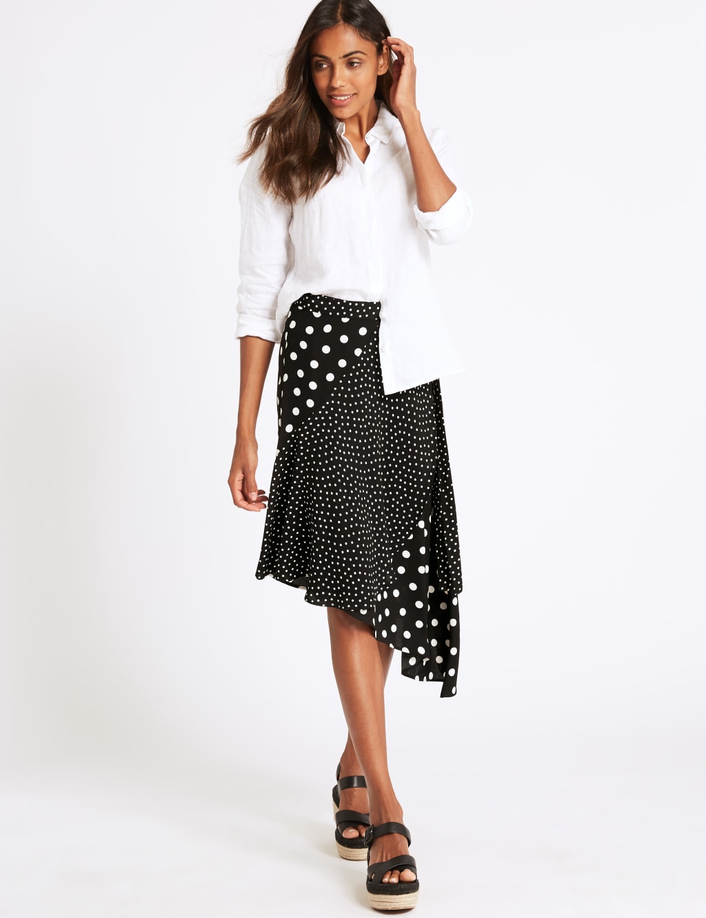 Spotted Wrap Midi Skirt M S Collection M S