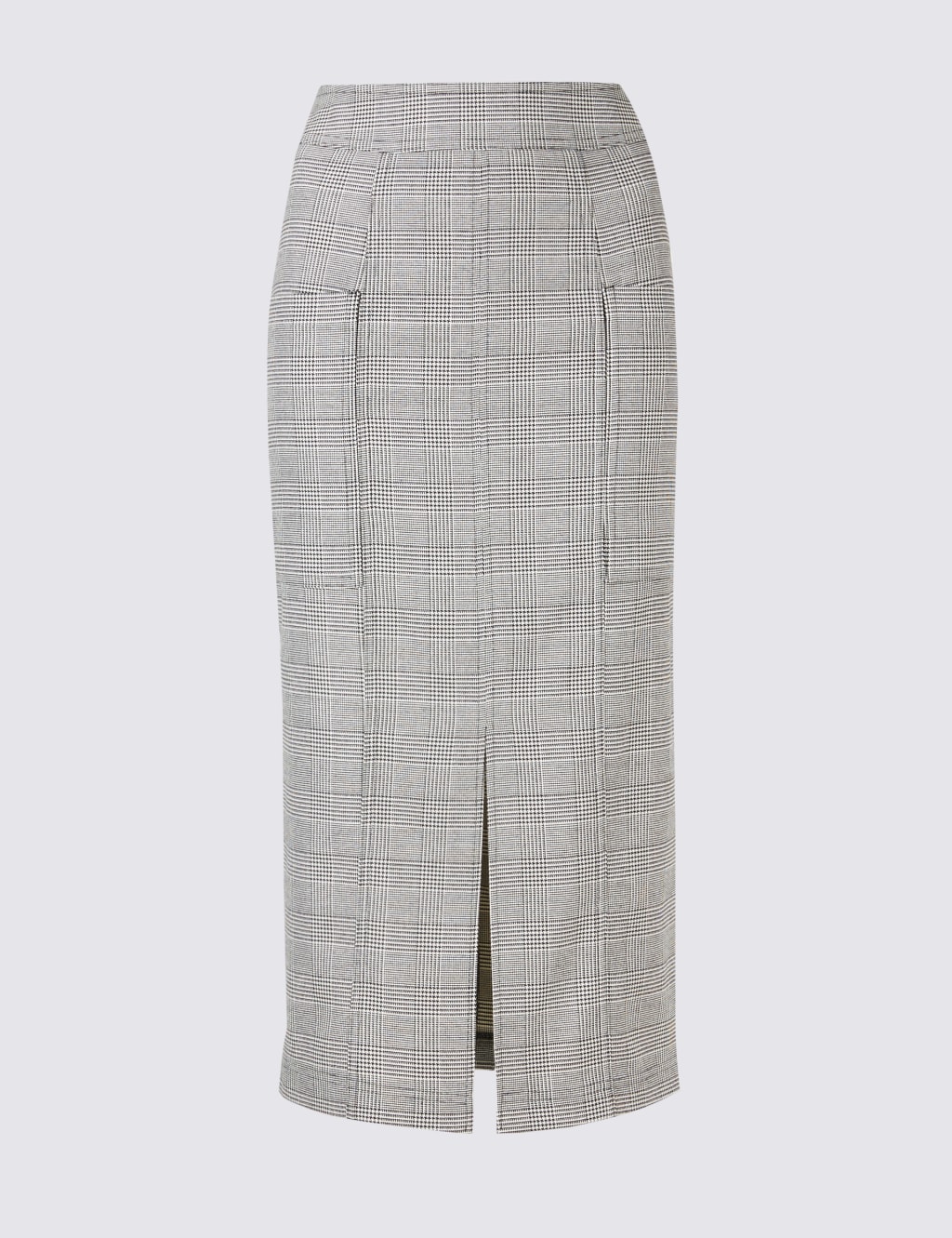 Checked Front Split Pencil Midi Skirt 2 of 5