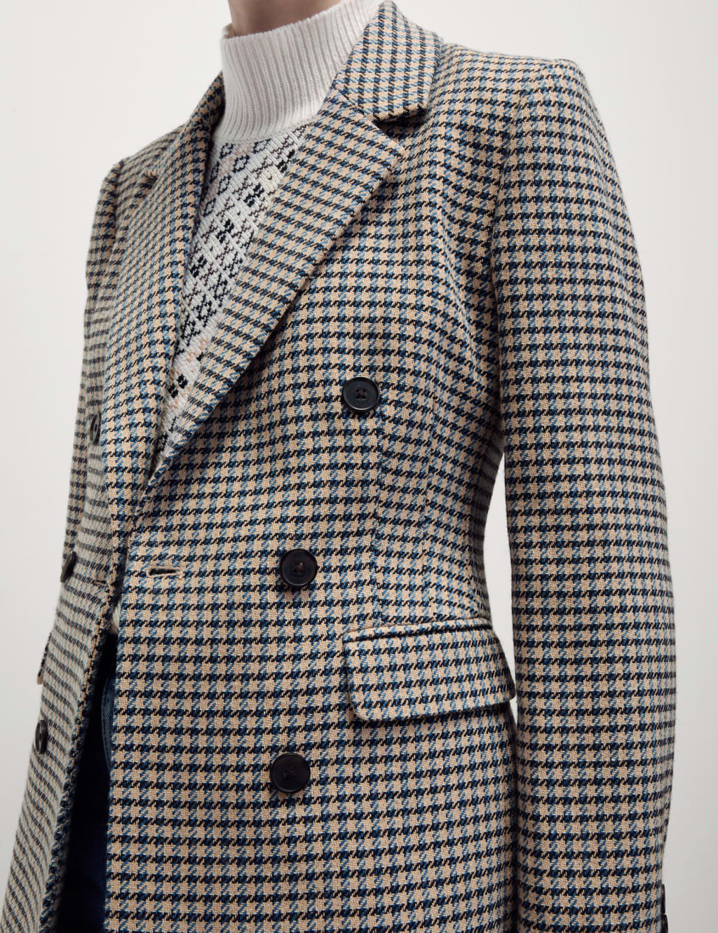 Wool houndstooth coat on sale