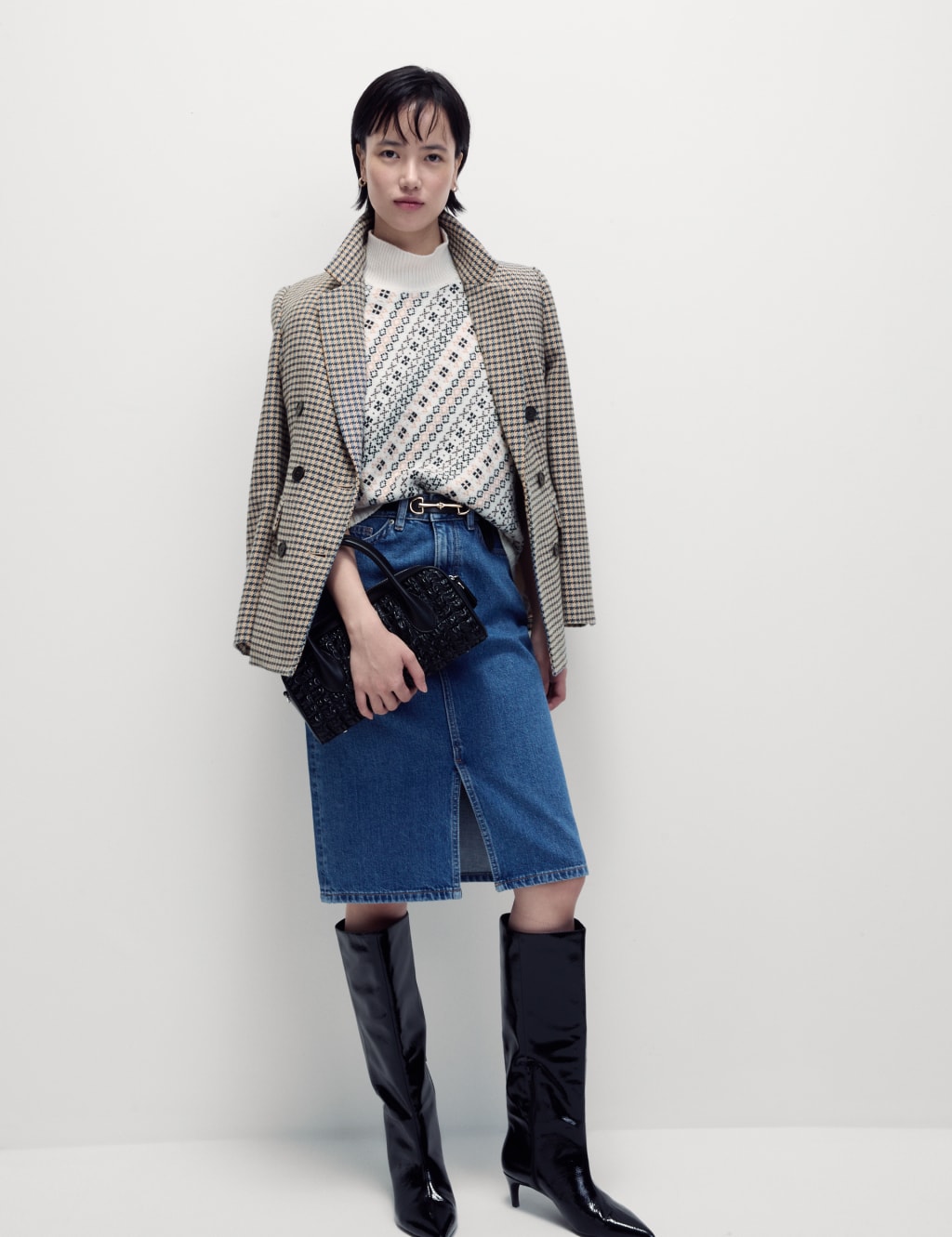 M&s tweed blazer top