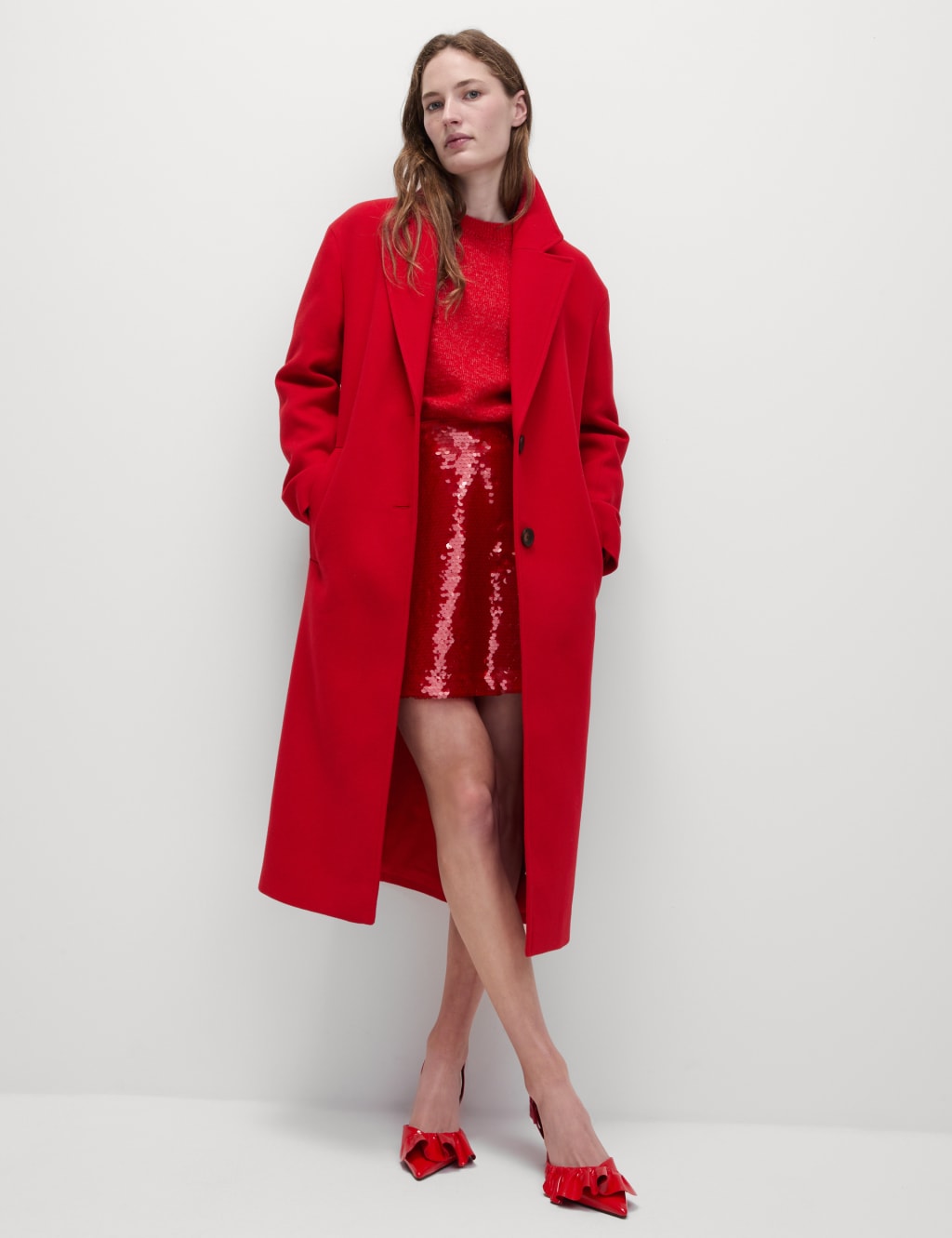 Tailored red coat top