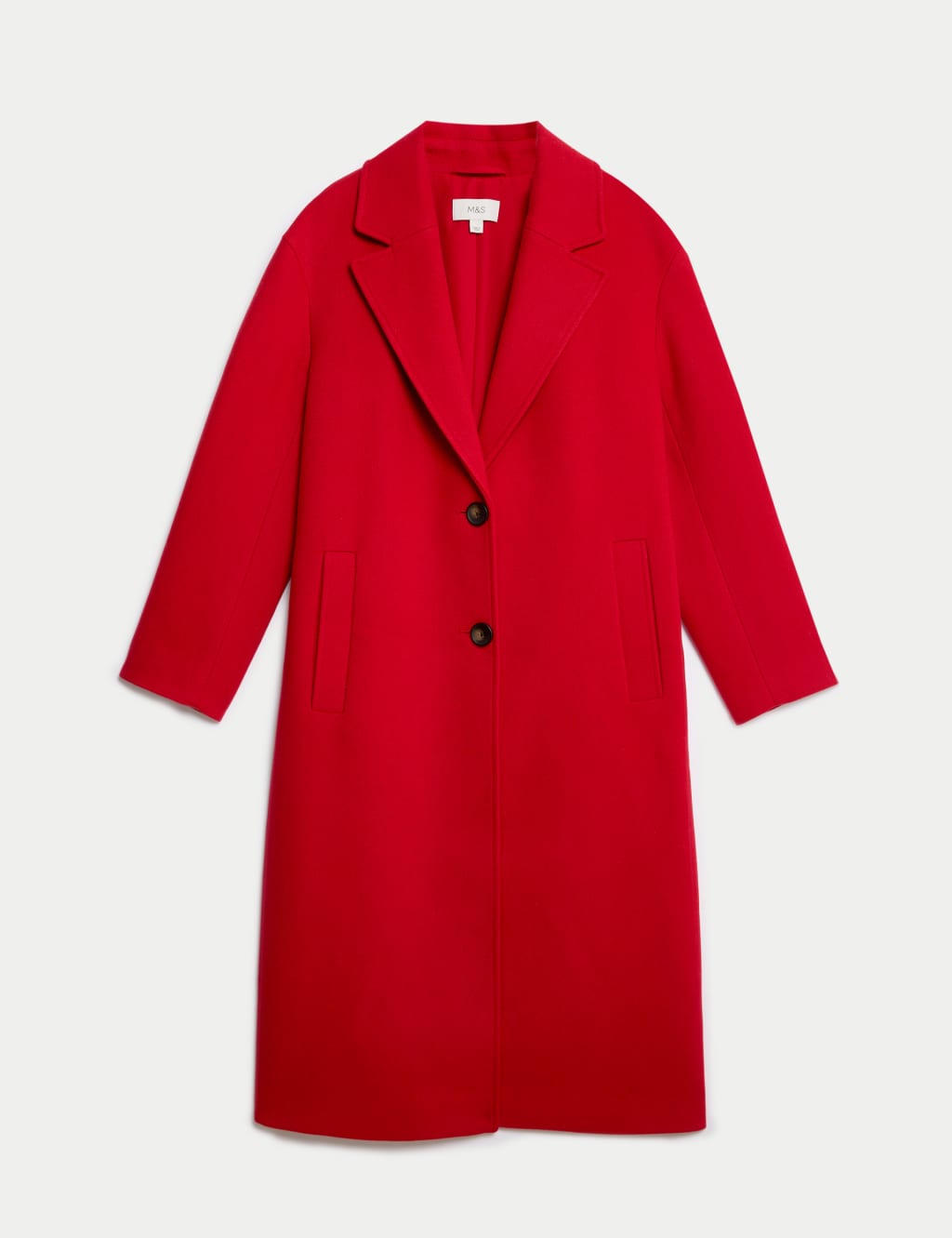 Single Breasted Longline Tailored Coat with Wool M S Collection M S