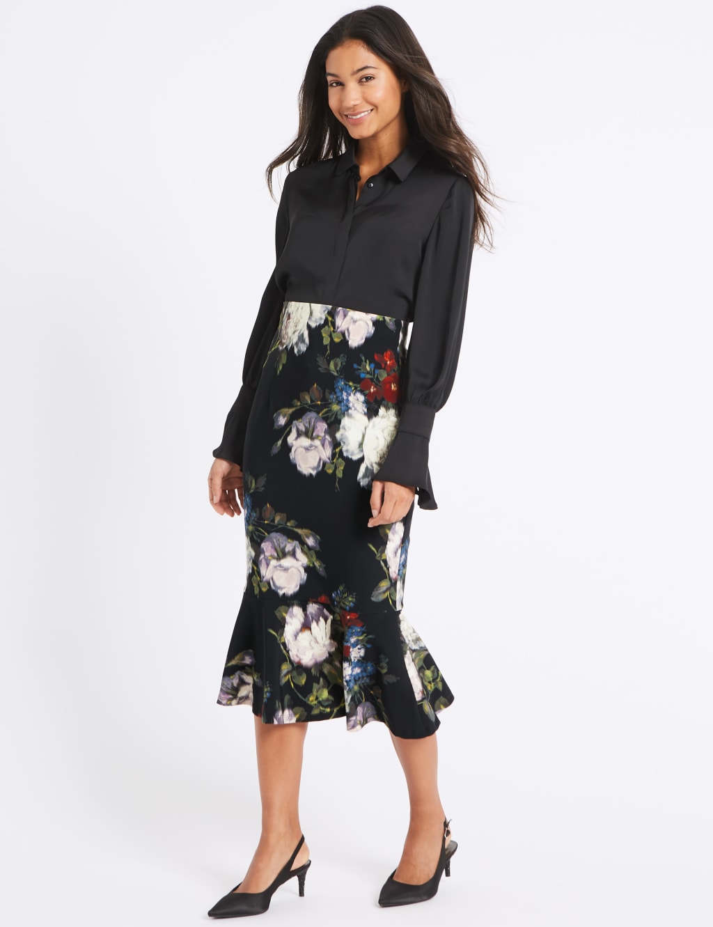 Floral fishtail skirt top