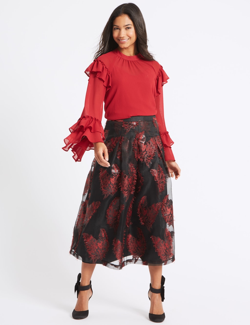 Flared jacquard skirt shop