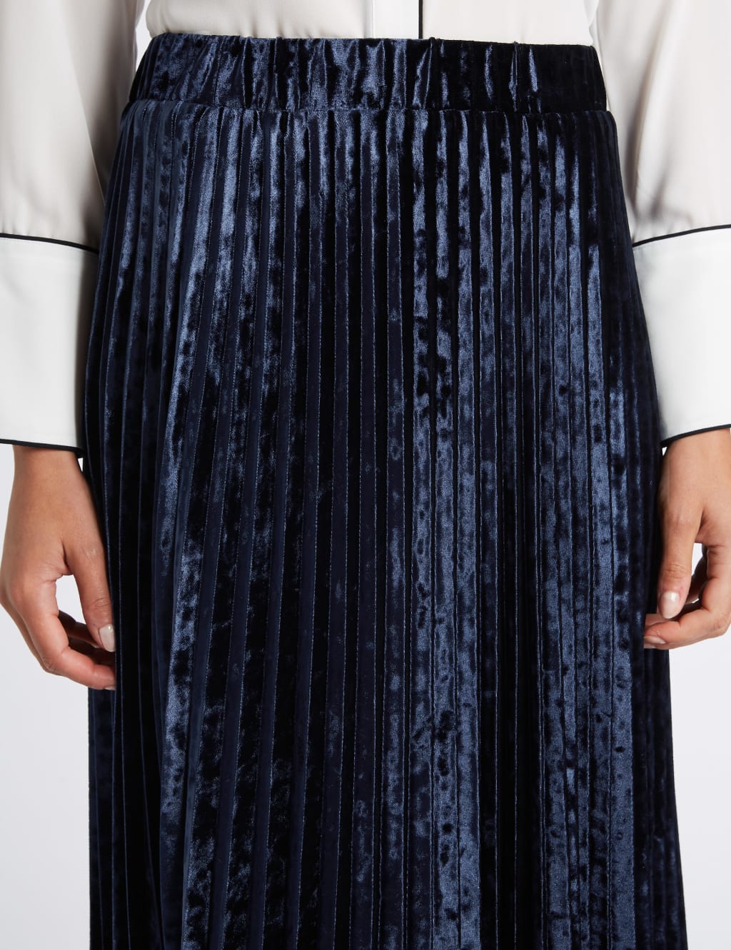 Womens velvet pleated midi skirt store
