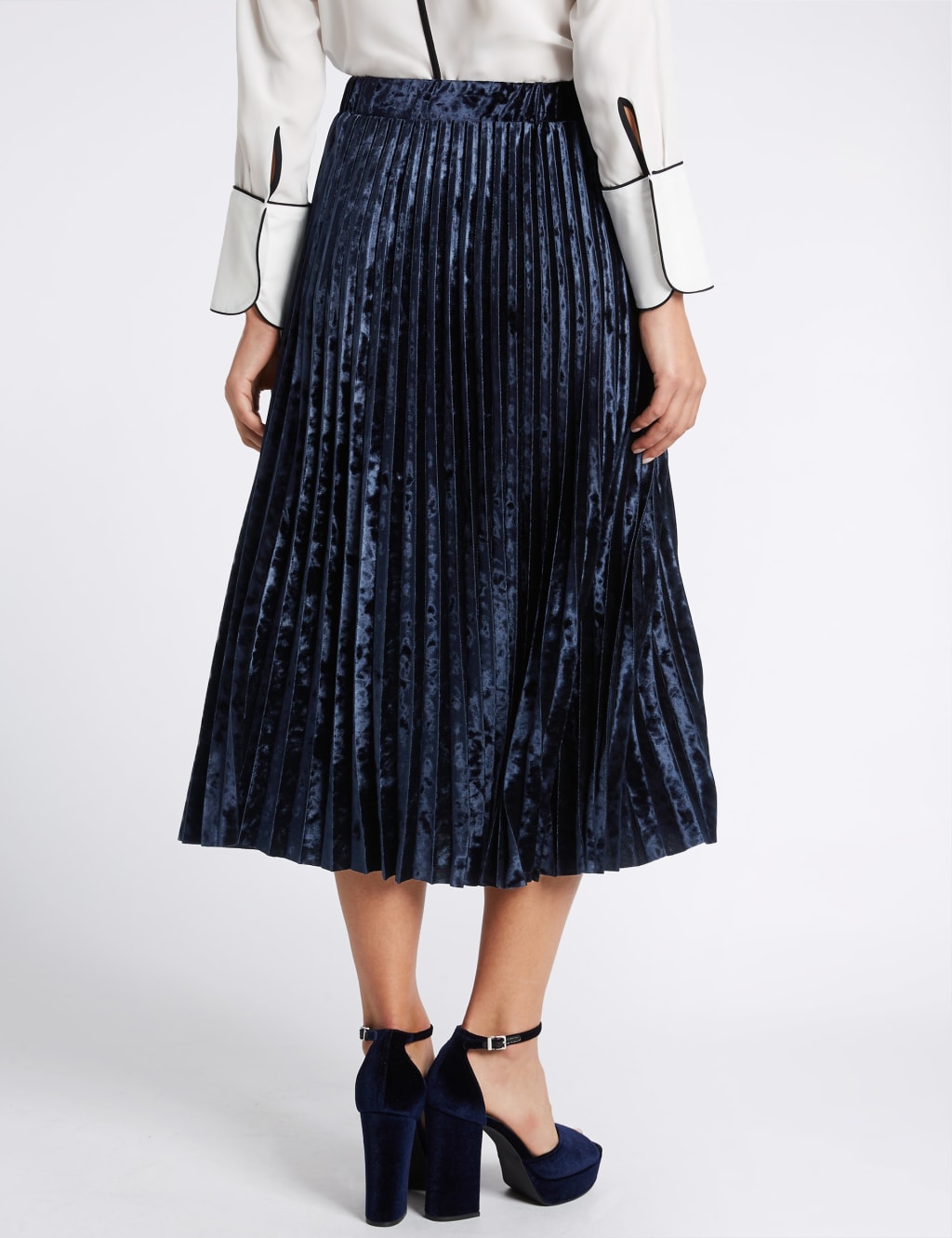 Velvet Pleated A Line Midi Skirt M S Collection M S