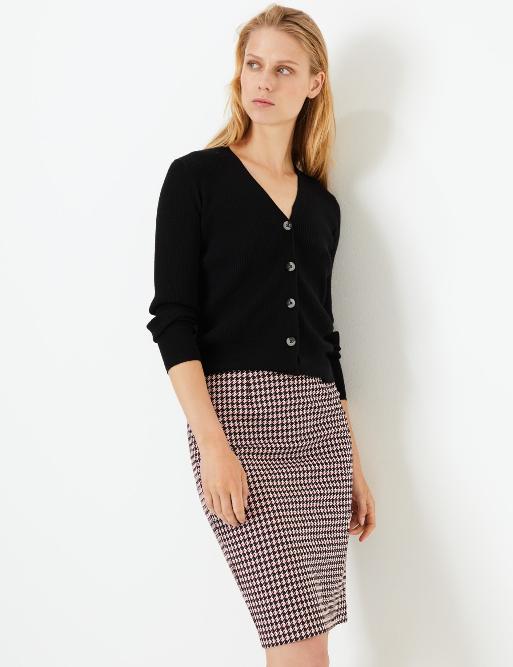 Jersey Dogtooth Pencil Skirt M S Collection M S