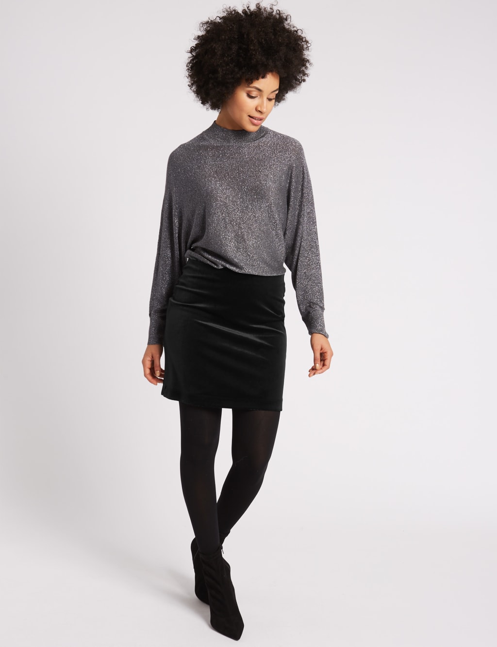 Velvet Straight Mini Skirt M S Collection M S