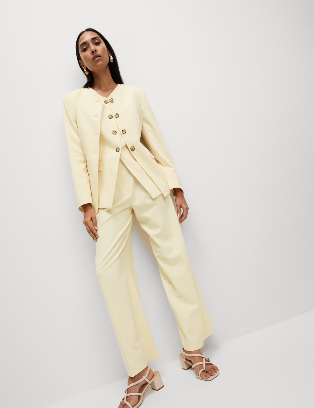 Tailored Collarless Blazer 3 of 5