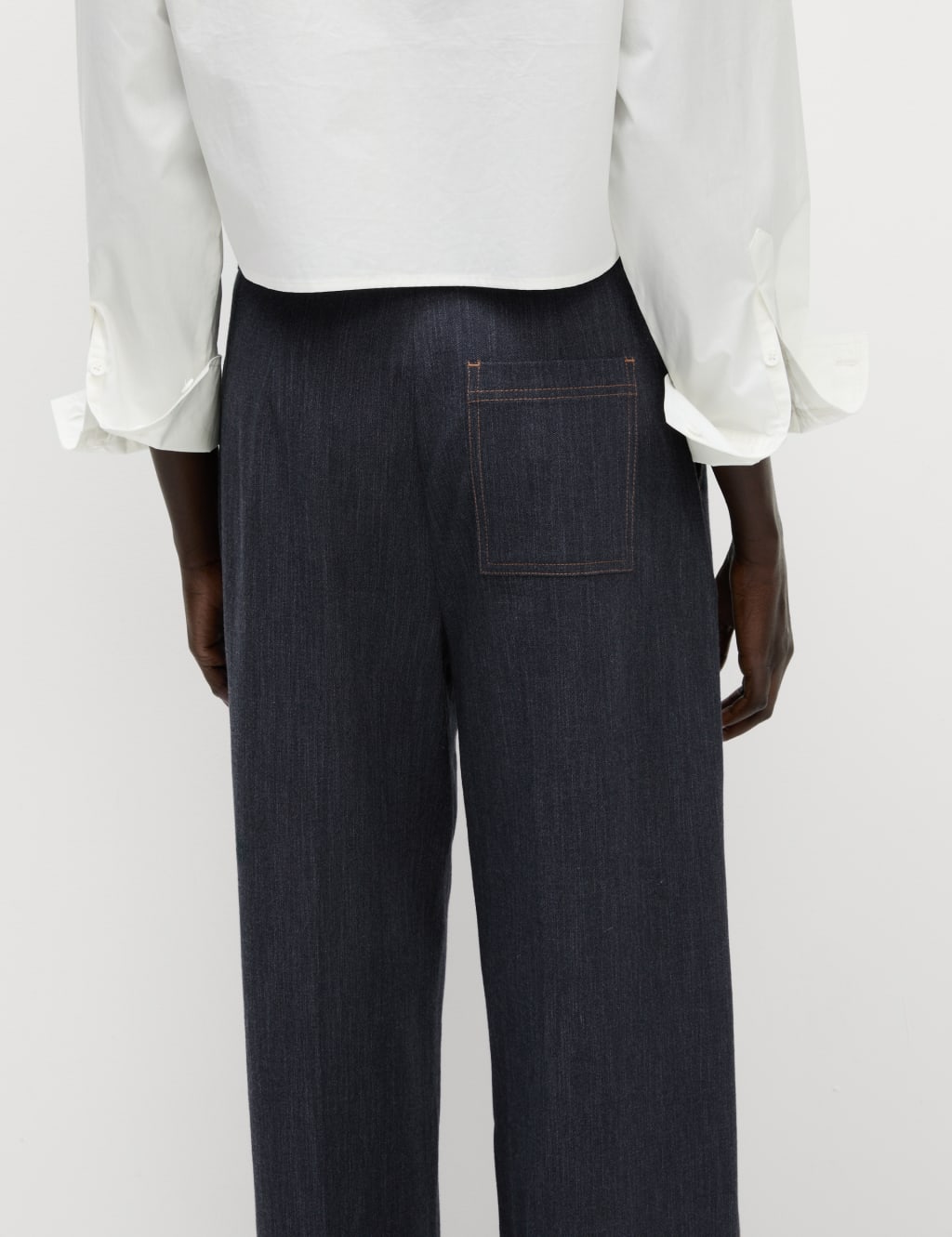 Cotton Blend Denim Look Wide Leg Trouser 4 of 5