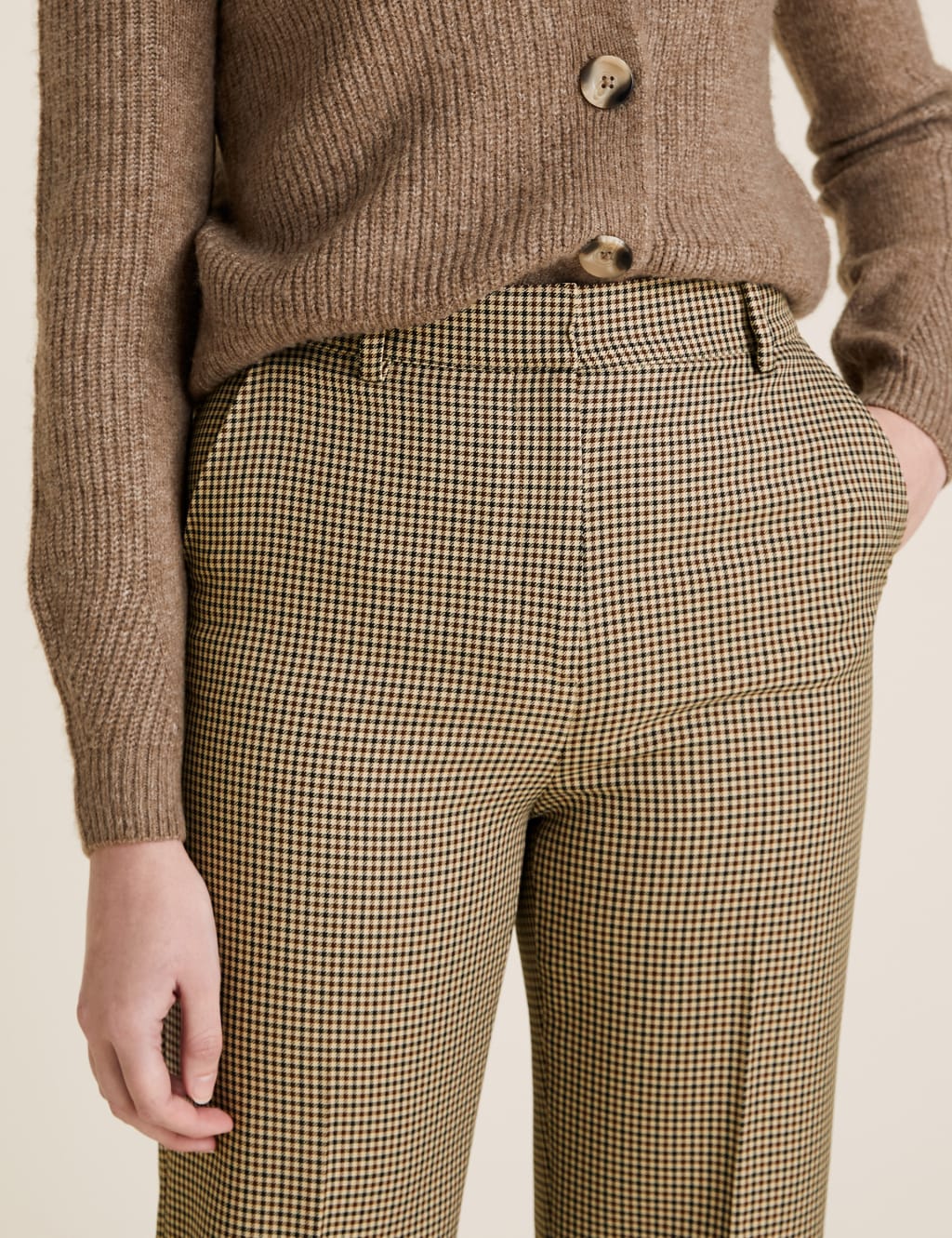 Checked Straight Leg Ankle Grazer Trousers 3 of 5