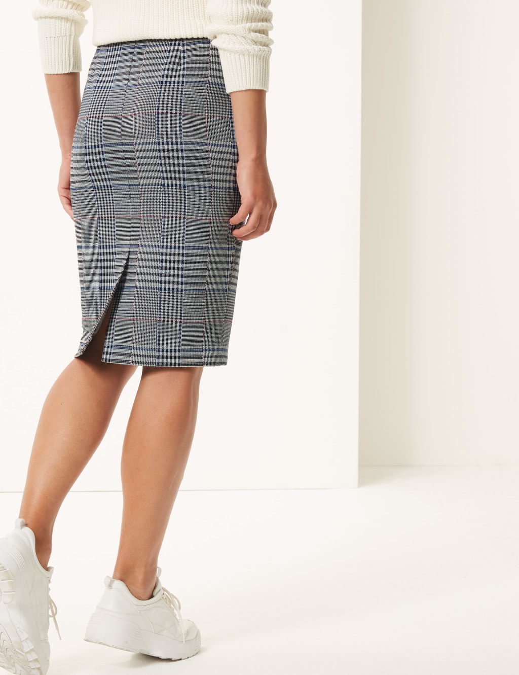 Checked Pencil Skirt M S Collection M S