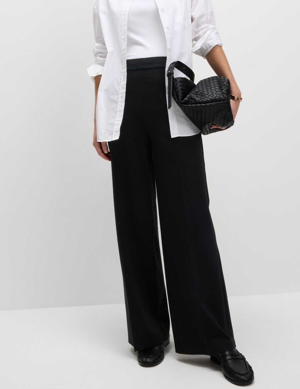 Jersey Wide Leg Trousers with Stretch