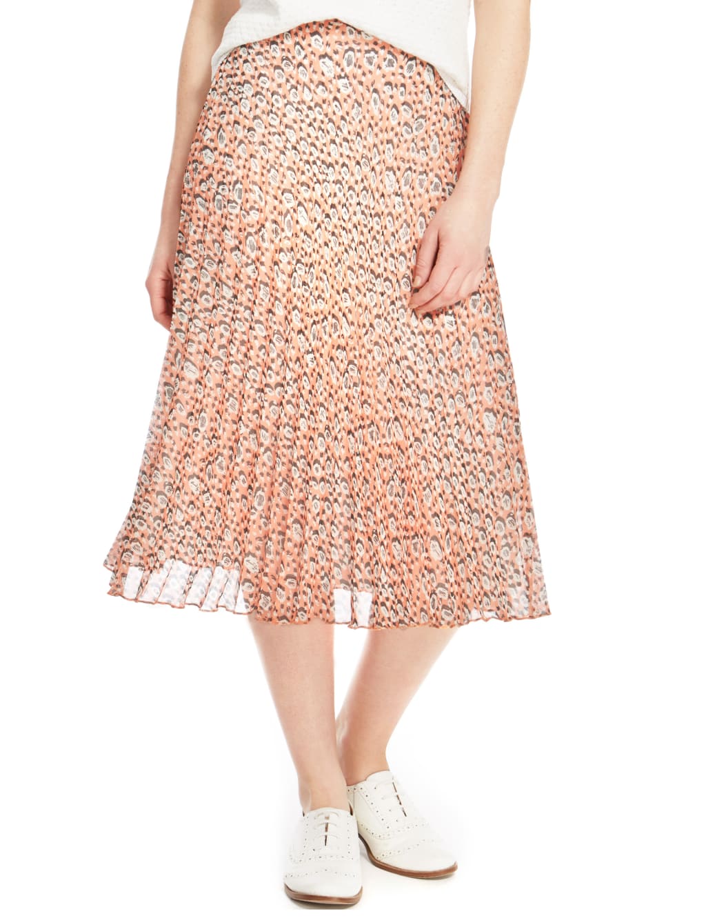 Animal Print Pleated A-Line Skirt 1 of 4