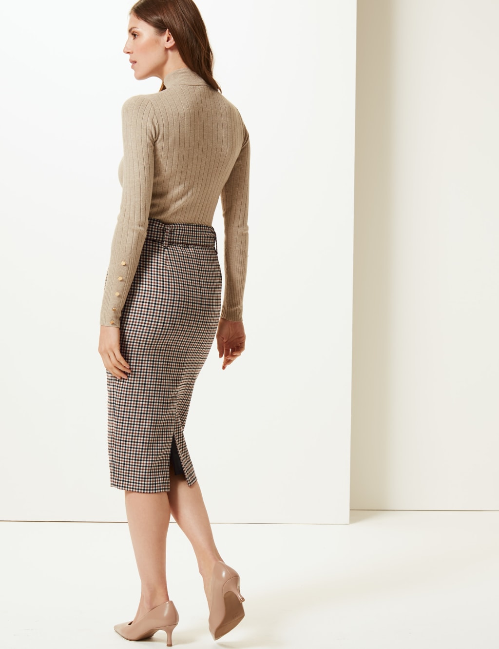Checked Pencil Skirt M S Collection M S