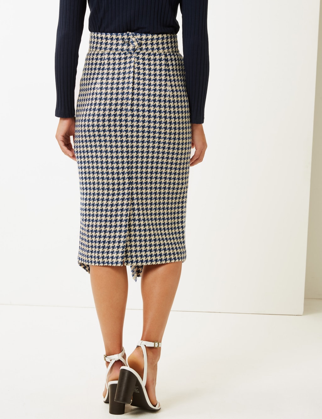 Checked Pencil Midi Skirt M S Collection M S
