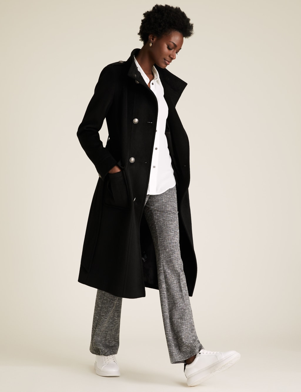 Jersey Checked Flared Trousers 1 of 5