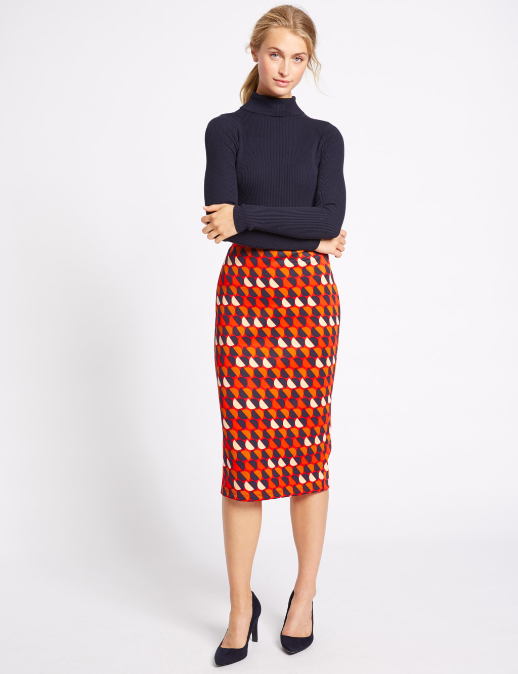 Geometric midi pencil skirt sales