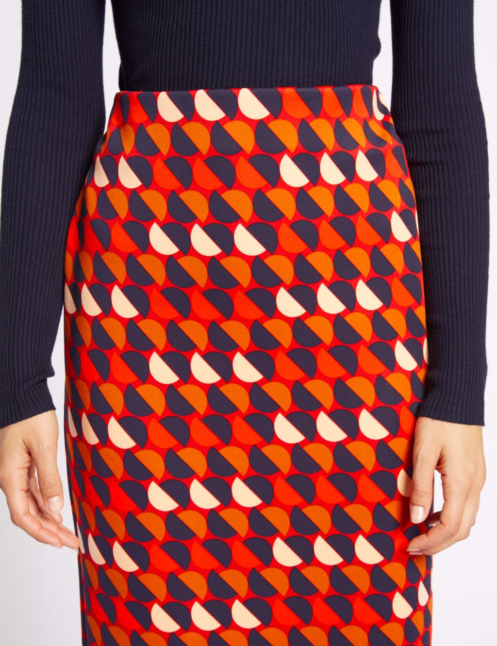 Geometric Print Jersey A Line Midi Skirt M S Collection M S