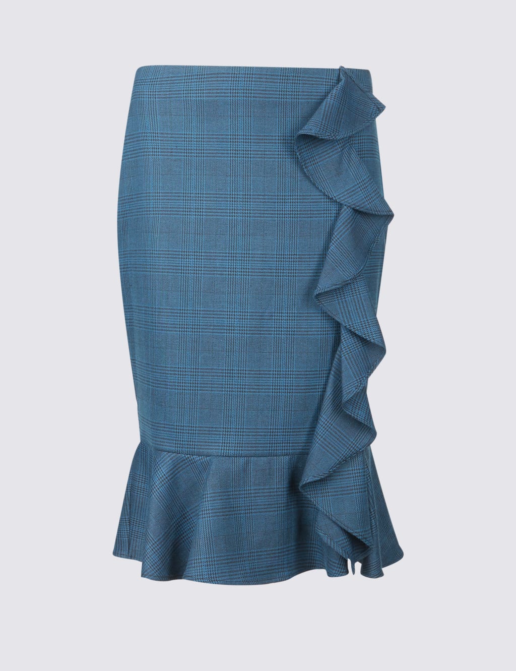 Checked Ruffle Pencil Midi Skirt 2 of 6