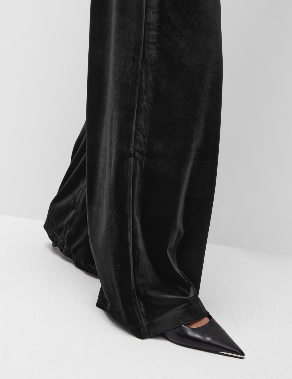 Ladies black velvet trousers elasticated waist shop