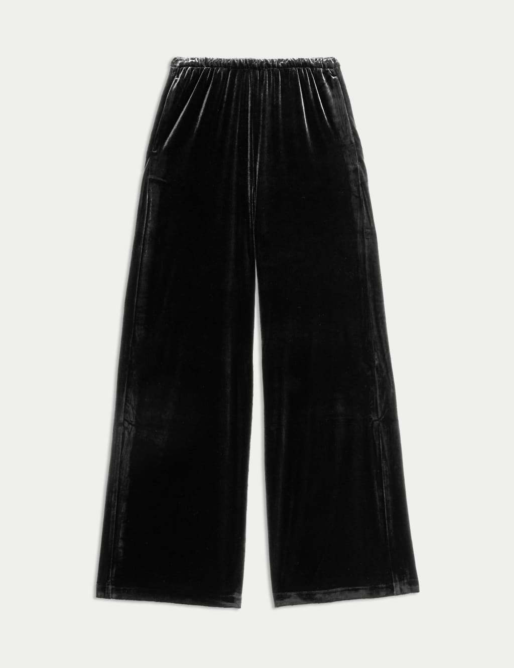 Velvet Elasticated Waist Wide Leg Trousers
