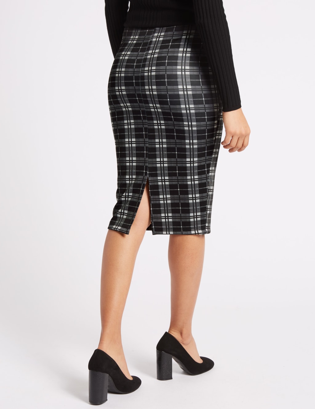 Scuba Checked Pencil Midi Skirt 4 of 5
