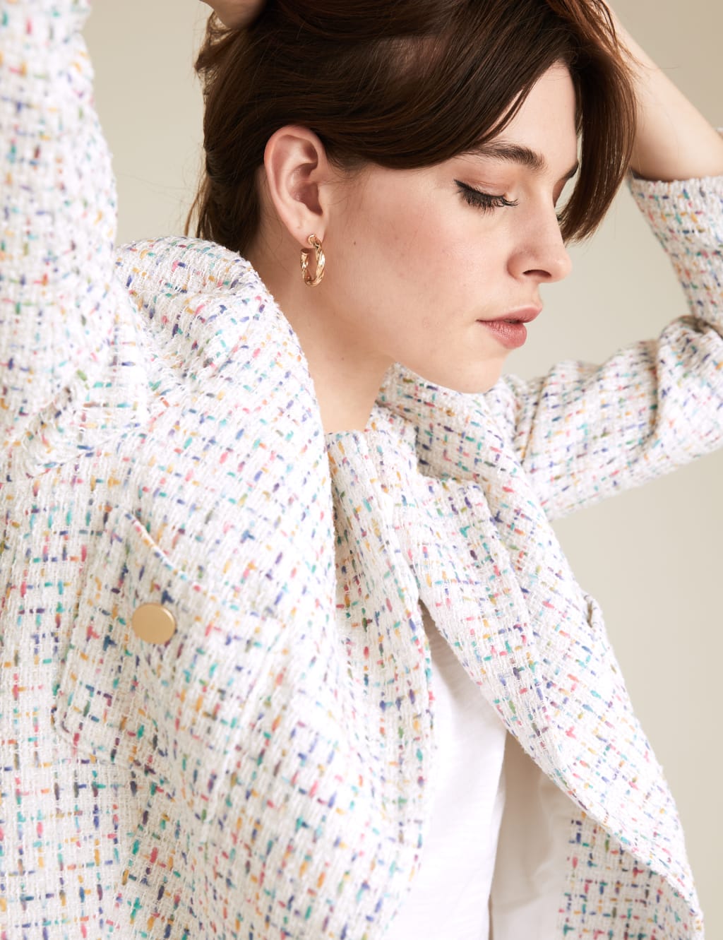 Tweed Straight Checked Longline Blazer 5 of 7