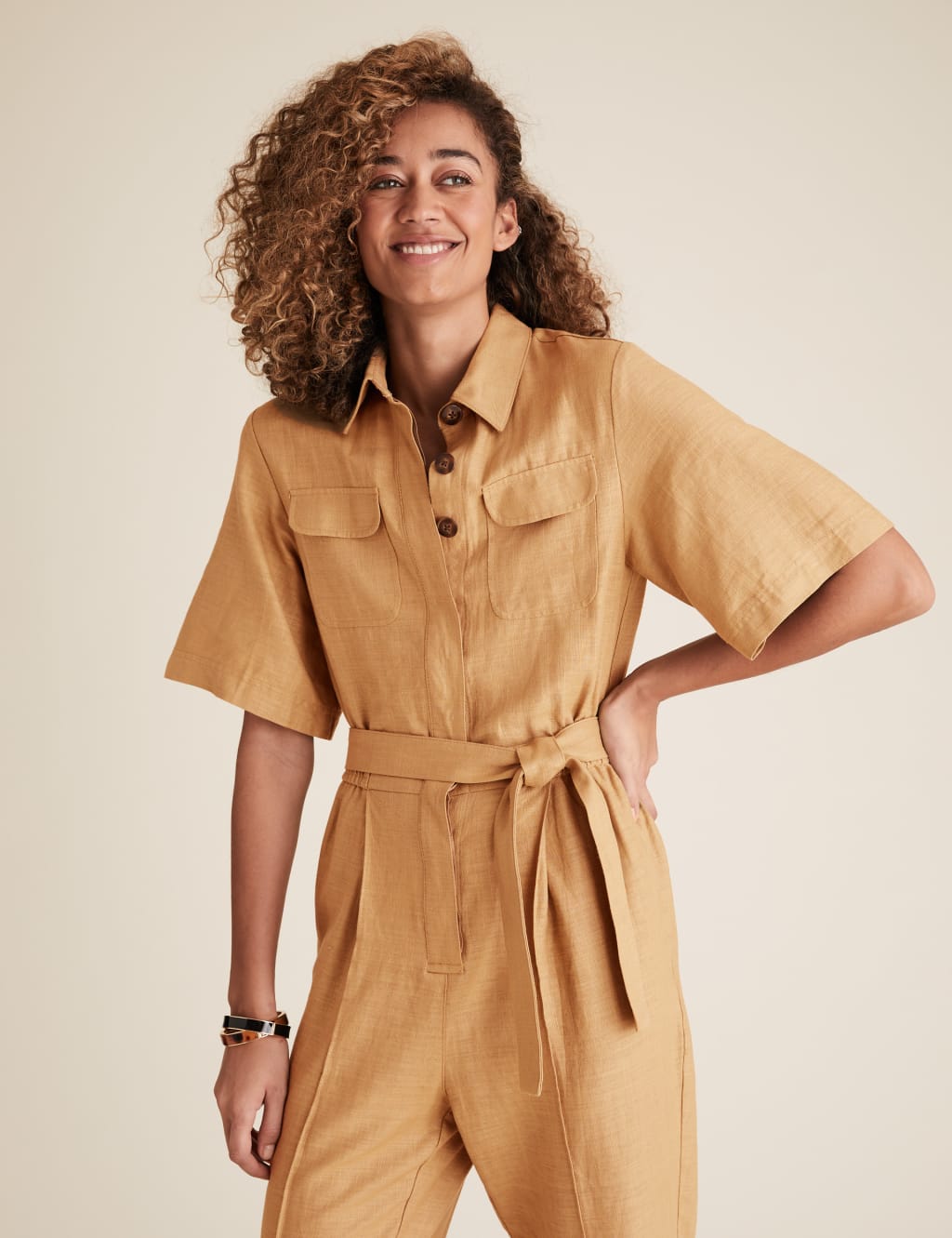 Button Front Utility Jumpsuit 1 of 6