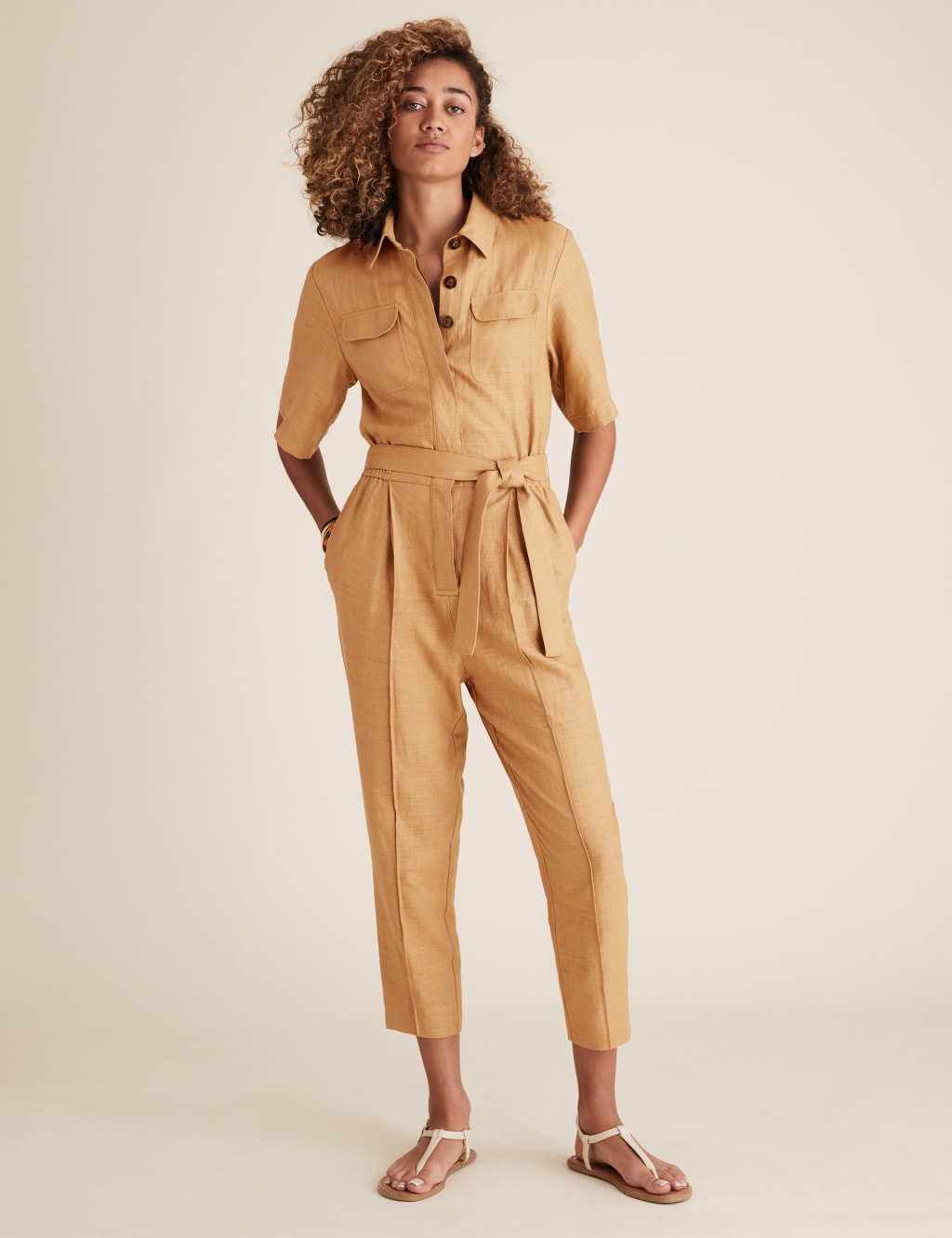 Button Front Utility Jumpsuit 3 of 6