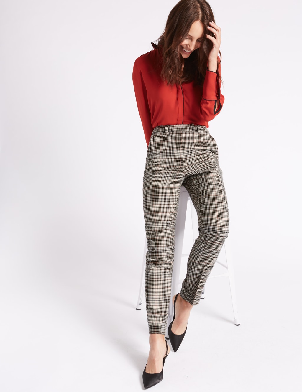 Checked Slim Leg Trousers 3 of 6