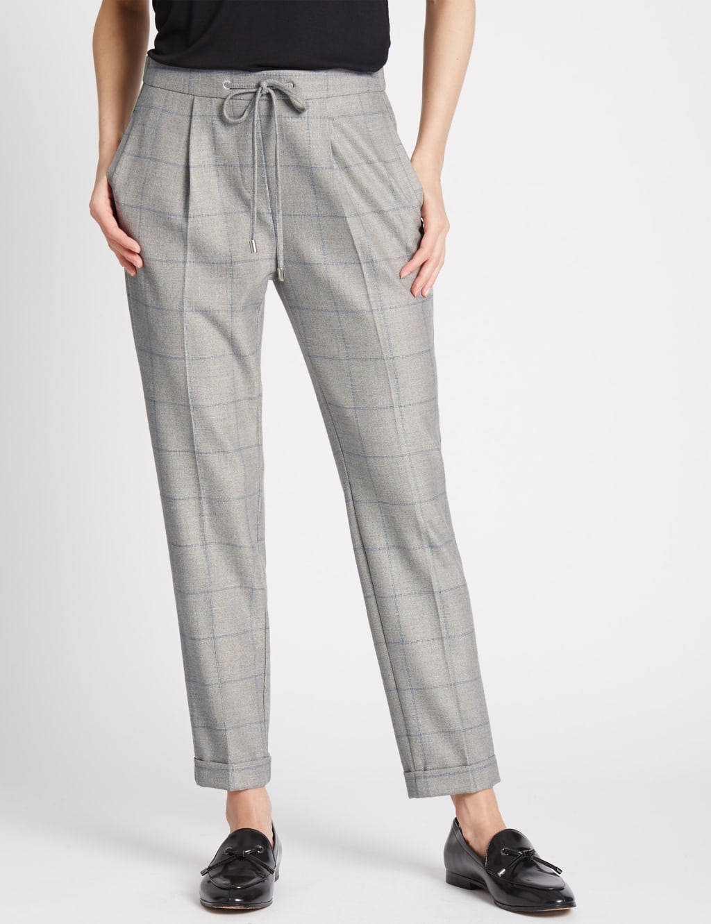 Checked Slim Leg Joggers M S Collection M S