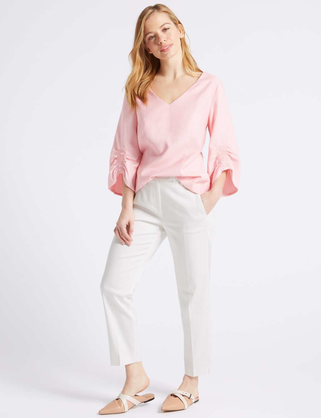 PETITE Cotton Rich Slim Leg Trousers 1 of 6