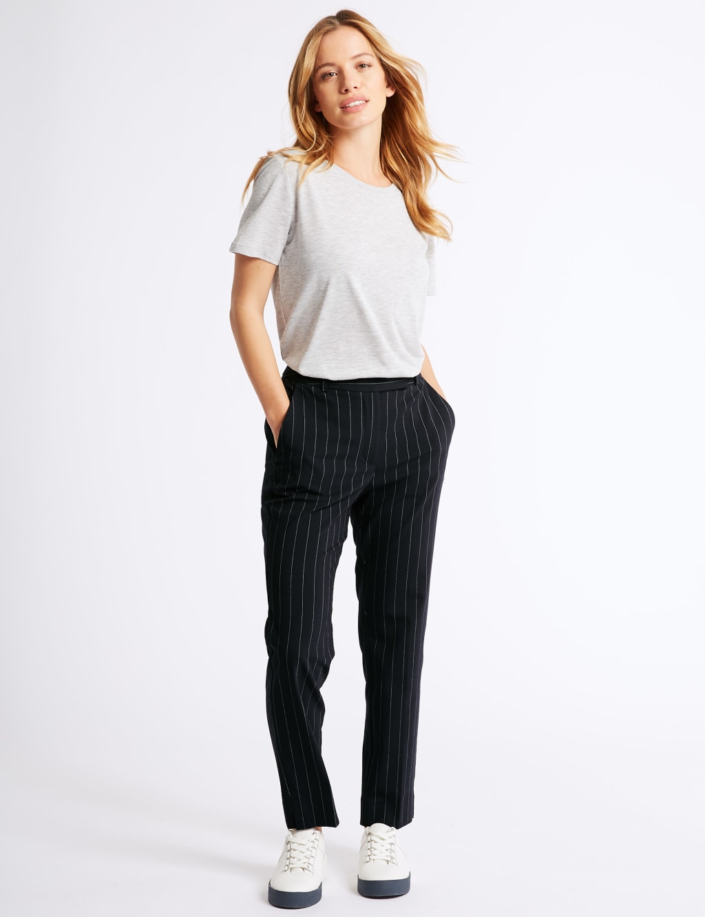 PETITE Striped Slim Leg Trousers M S Collection M S
