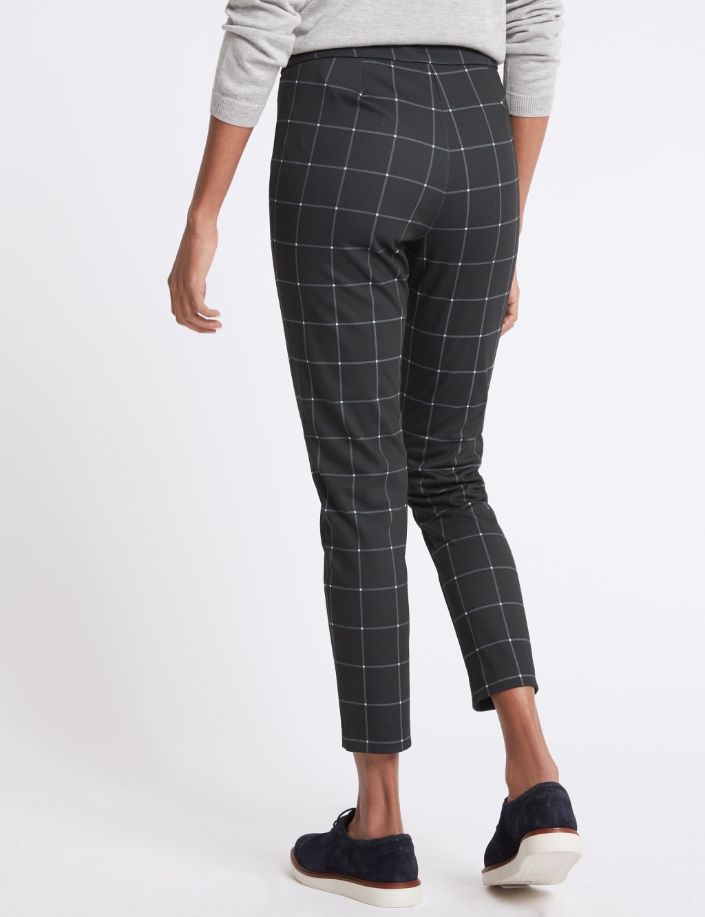Womens skinny check trousers discount