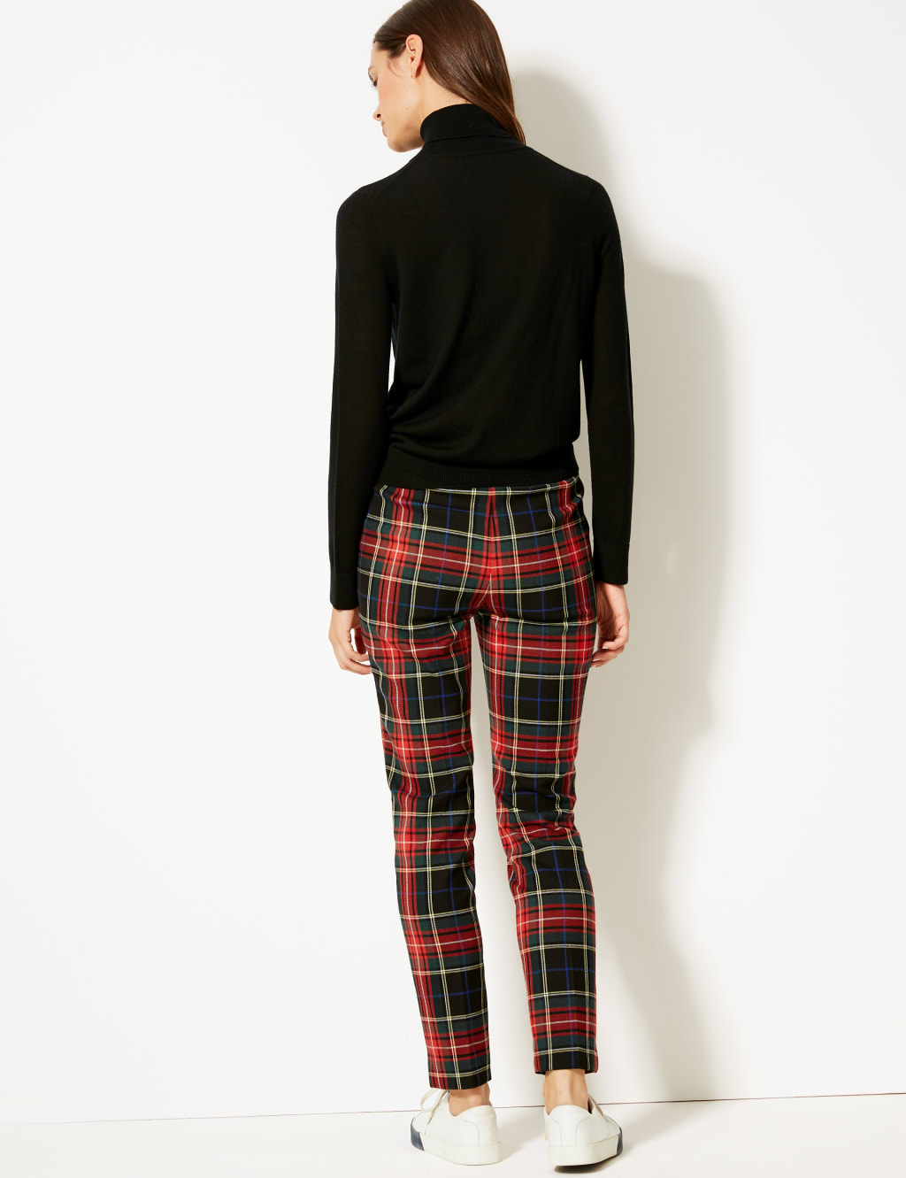 Checked slim leg trousers outlet