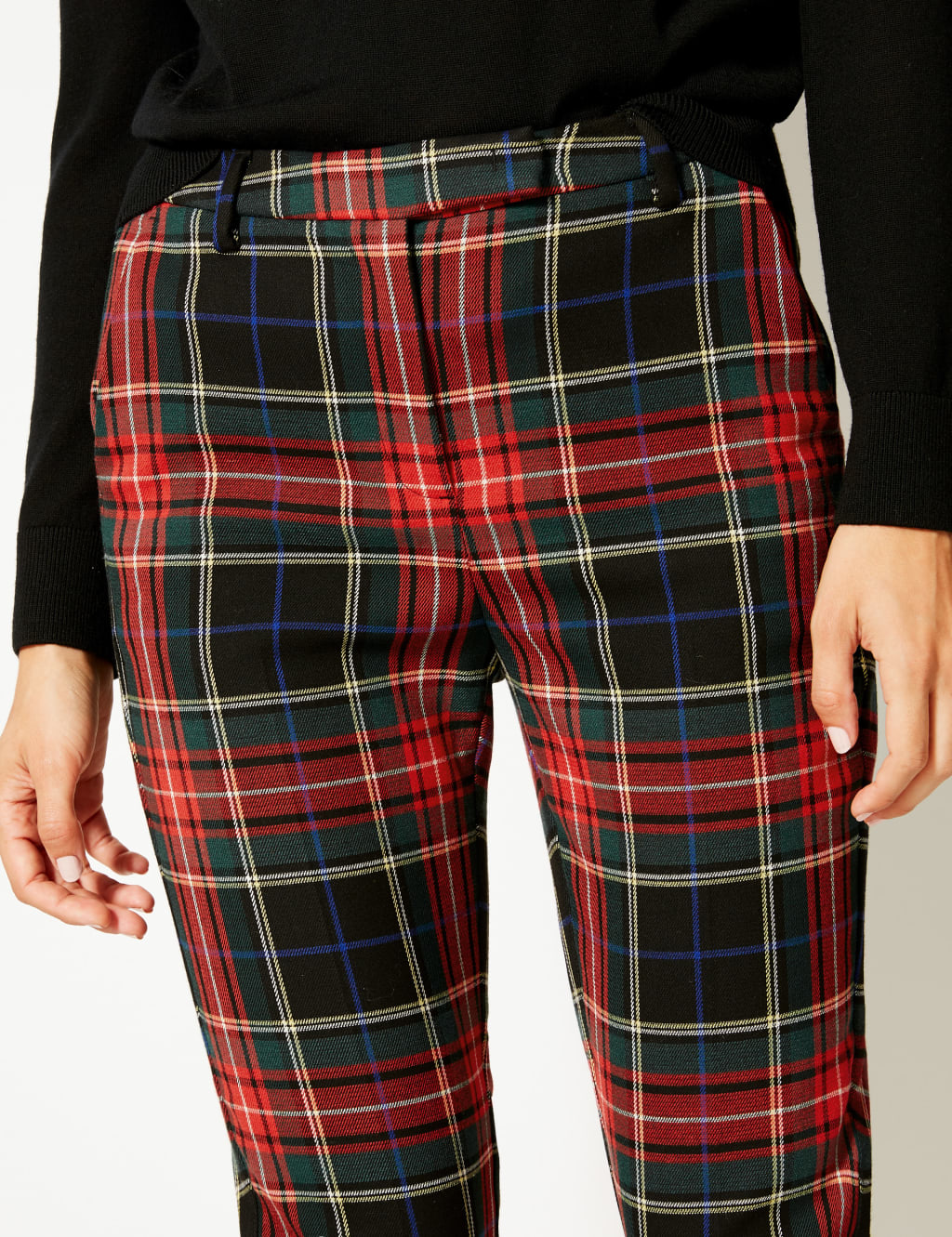 M&s red tartan trousers cheap