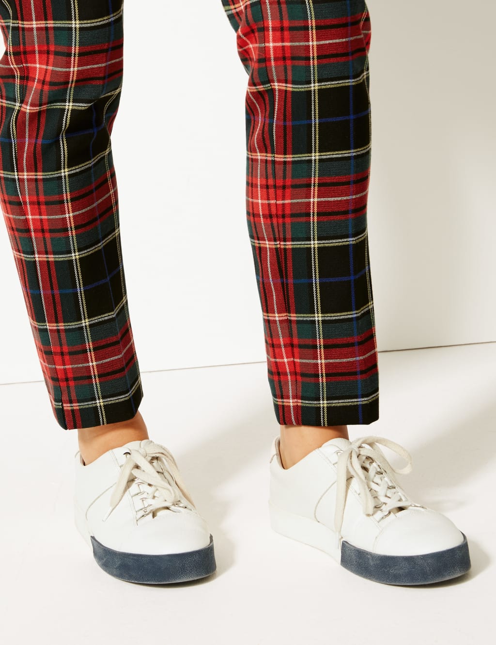 M&s red tartan trousers store