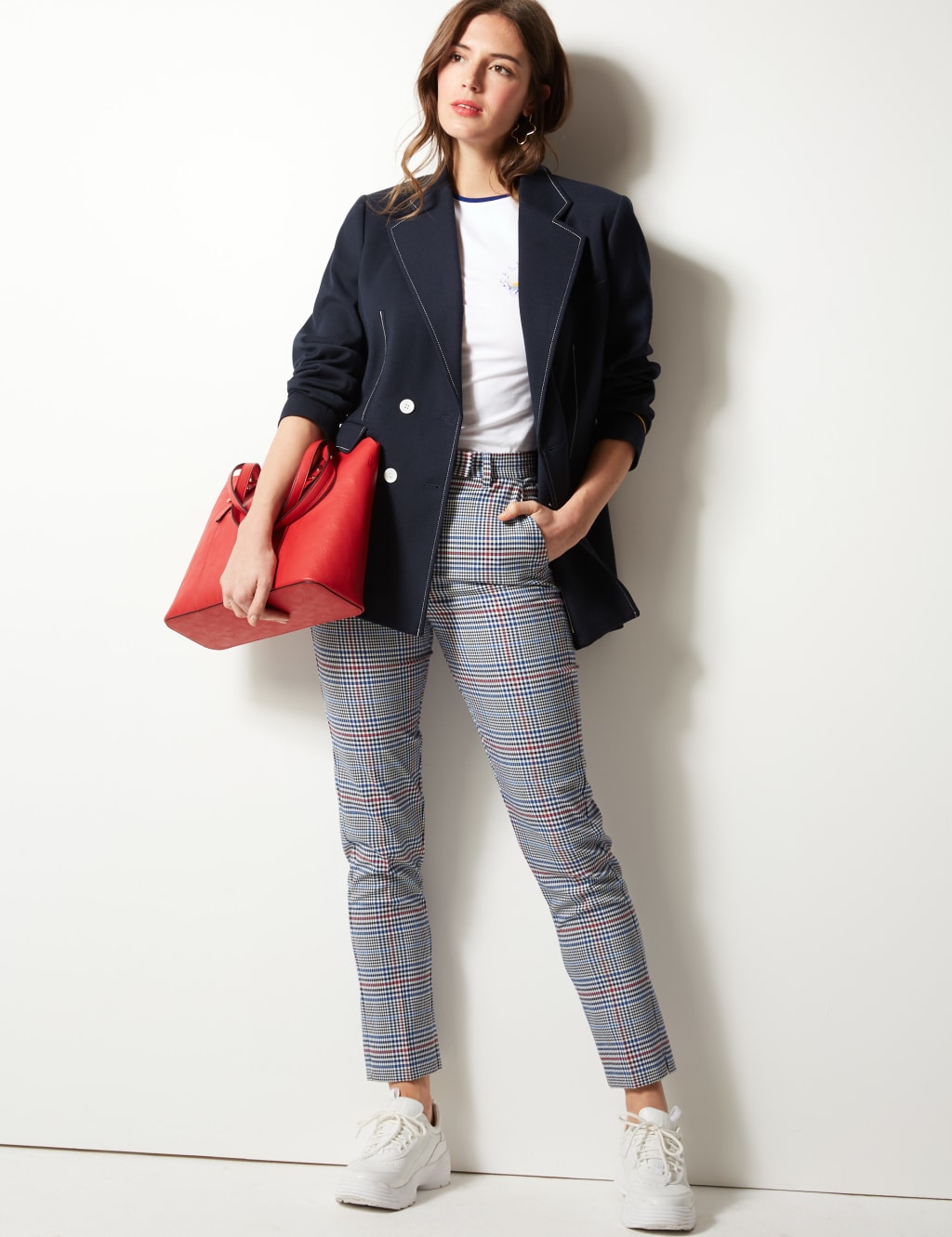 Checked Slim Leg Ankle Grazer Trousers 1 of 5
