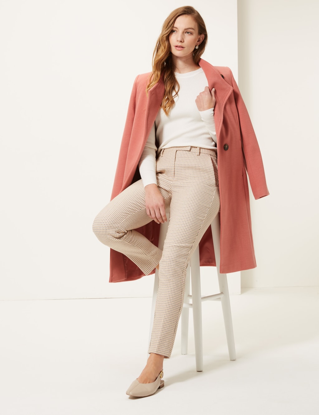 Mia Slim Textured Ankle Grazer Trousers 1 of 5