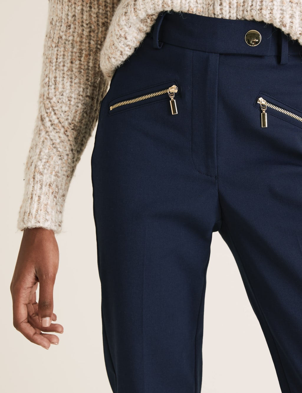 Mia Slim Cotton Ankle Grazer Trousers 3 of 5
