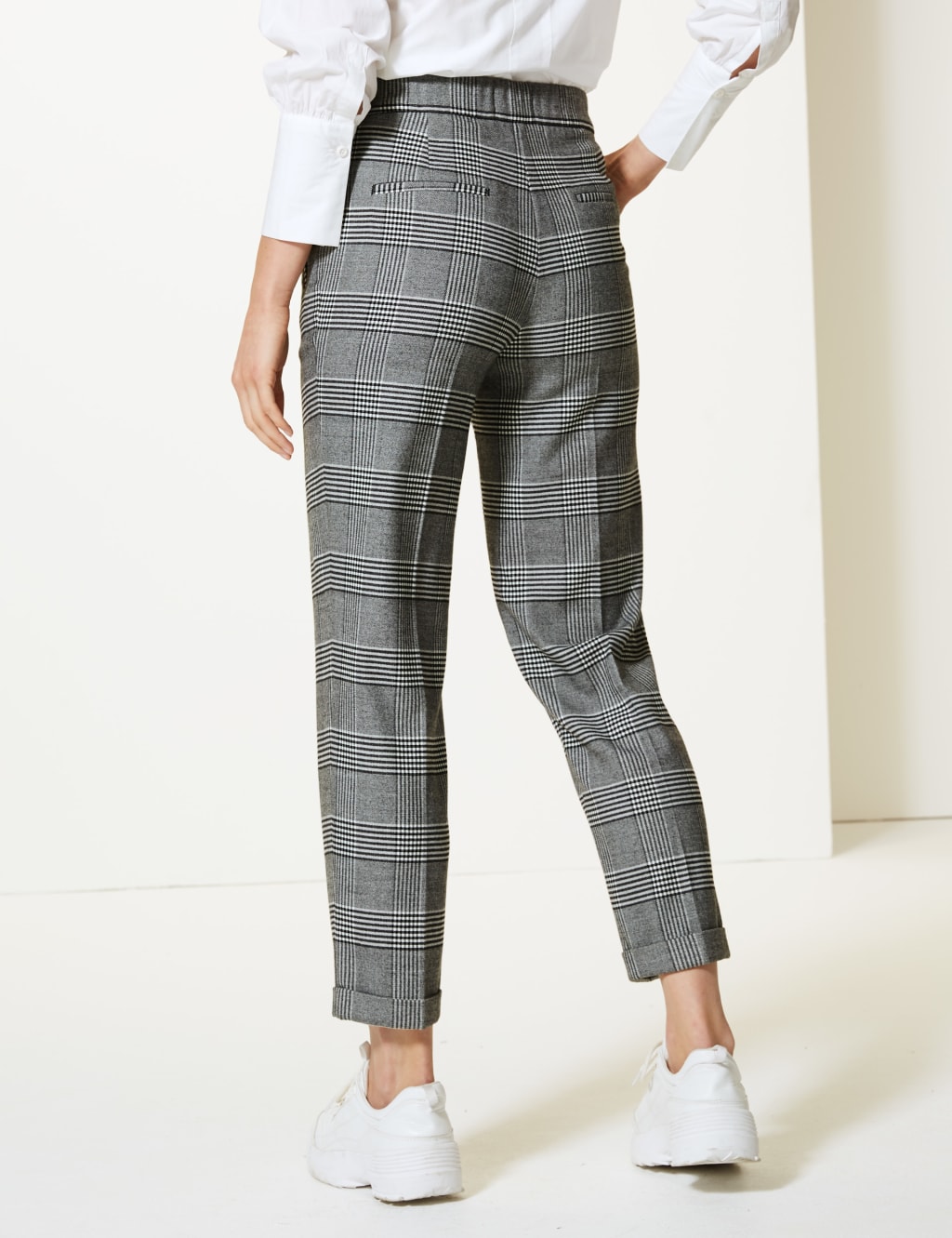 Checked Tapered Leg Ankle Grazer Trousers 3 of 5