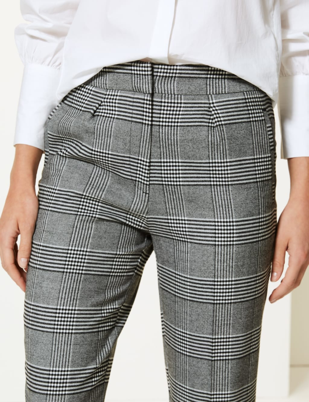 Checked Tapered Leg Ankle Grazer Trousers 4 of 5