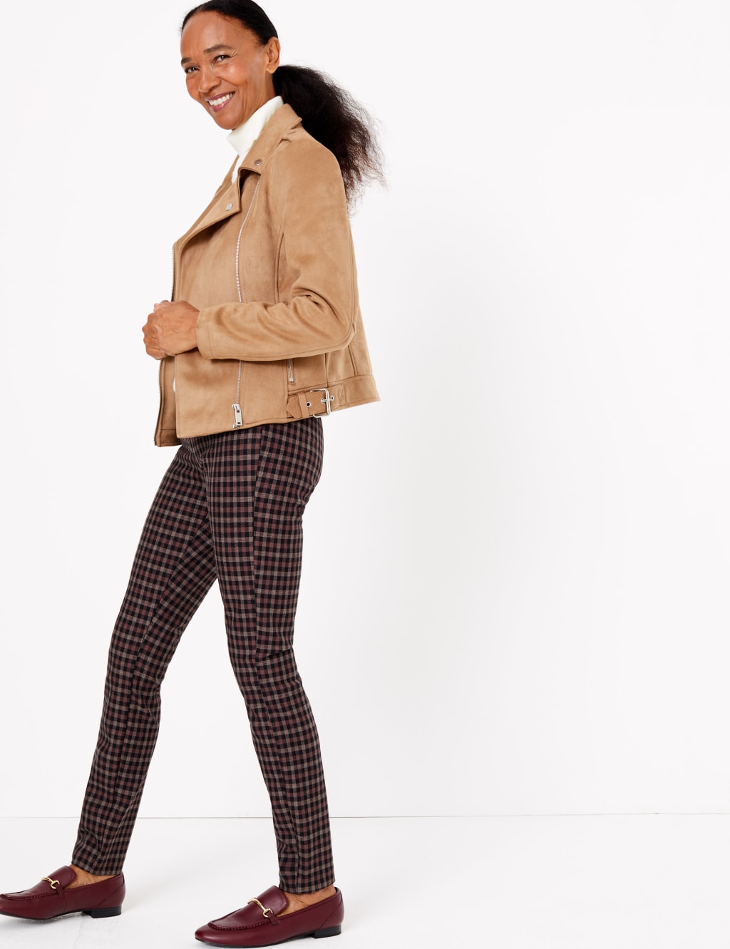 Cotton Checked Skinny Treggings M S Collection M S