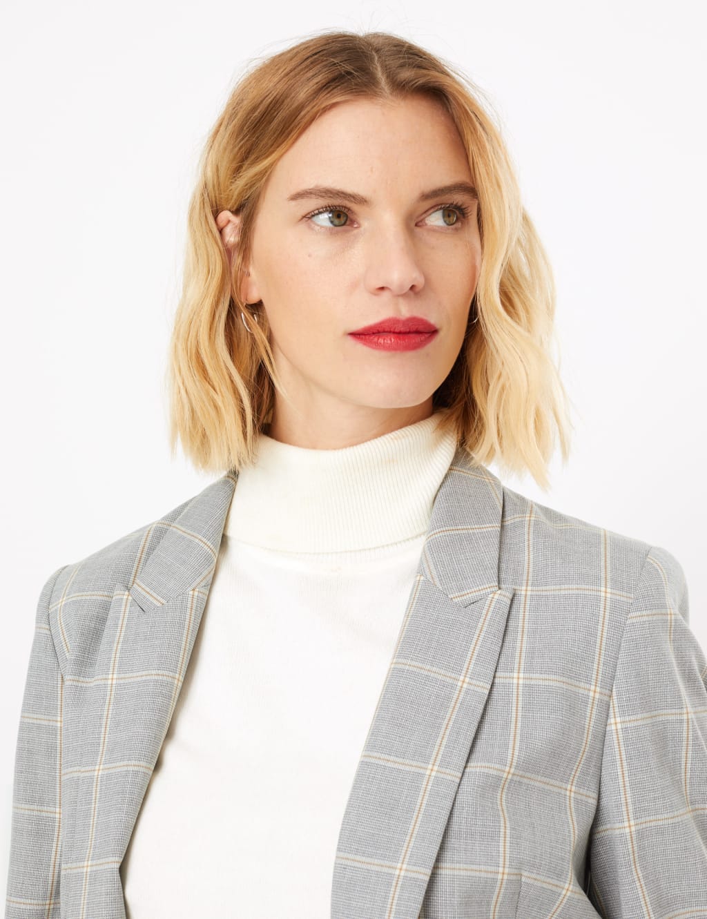 Relaxed Ruched Sleeve Checked Blazer 6 of 6